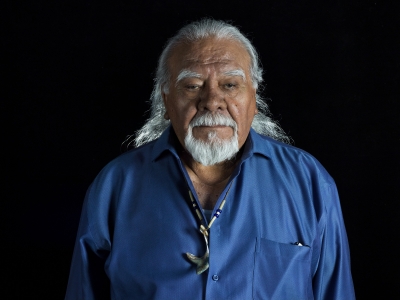Chumash Elder Joe Talugon at the Guadalupe Cultural Center, Guadalupe, CA